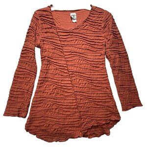 CTC Carol Turner Collection Long Sleeve Fiore Asymmetrical Tunic Burnt Orange S